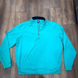 FootJoy Quarter Zip Golf Pullover Mens XXL 2XL Teal Stretch Performance READ